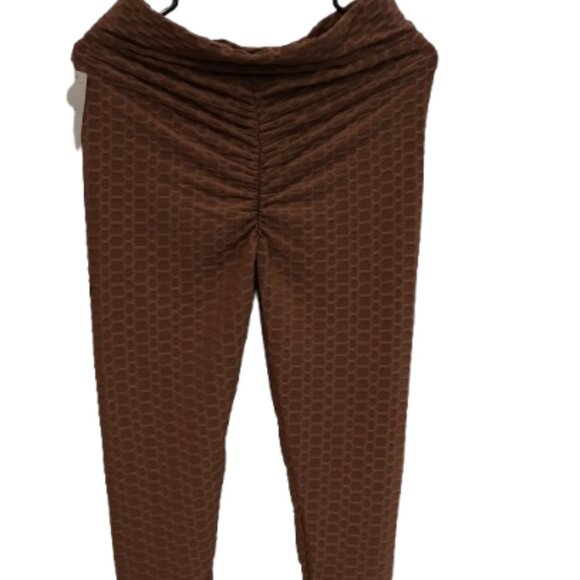 NWT Nel + Lo Viral Brown Textured Scrunch Butt Leggings High Waist - Picture 4 of 5